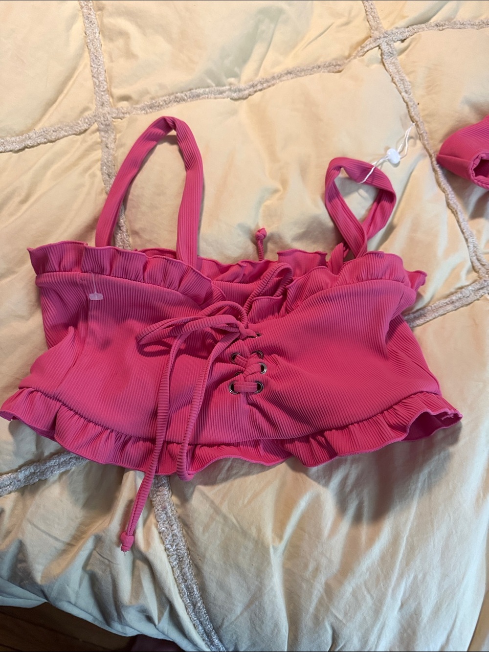 Free people Citrine women high-Waisted 2 pc Ruffle Bikini Set - Pink - Picture 14 of 15